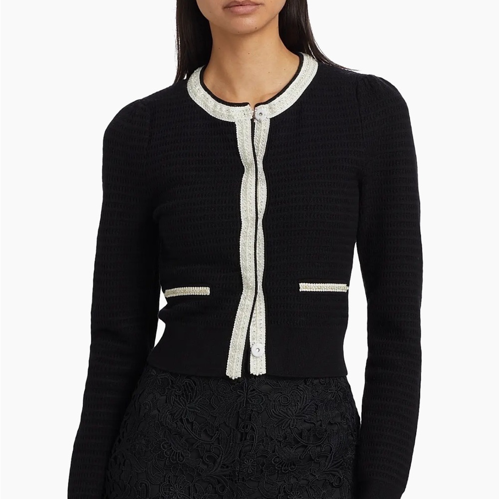 NWT Generation Love Leonora Beaded Knit Cardigan Sweater Black S